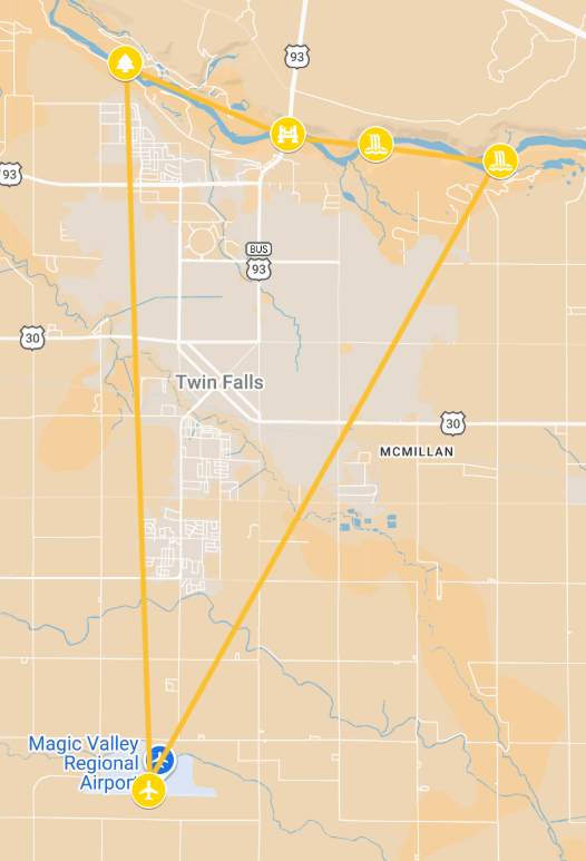 Twin Falls Signature Scenic route map